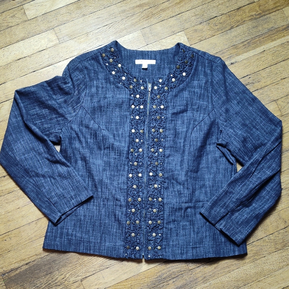 M Collection Women Zip Up Top Light Coat Size 16